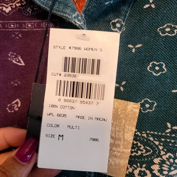 Woolrich Womens Vintage Deadstock Patchwork Bandana Long Sleeve Boho Medium - Picture 5 of 9